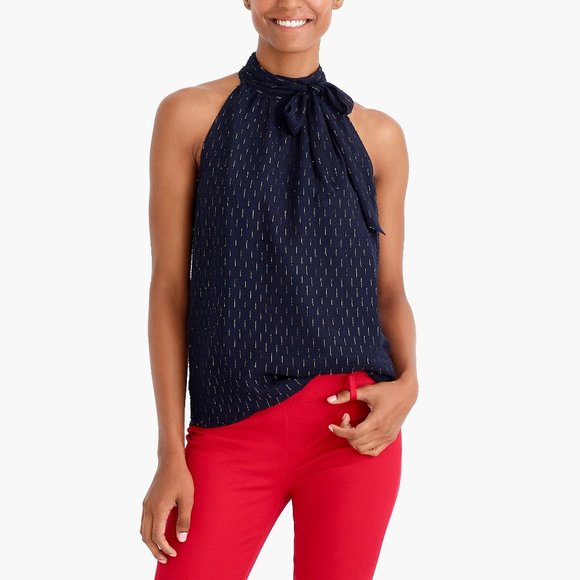 J. Crew Gold Thread Tie-Neck Tank - Picture 1 of 4